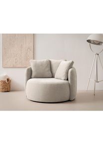 OTTO home, Sessel &raquo;Kaarl, moderner Rundsessel, Loungesessel, Loveseat&laquo; Webstoff, in f&uuml;nf Farben, inkl. R&uuml;ckenkissen, zeitloses Design, Hellbeige,