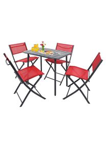 Vcm, Garten-Essgruppe &raquo;5 tlg. Bistroset Balkonset Gartenset Sumila 80x55&laquo; 5 tlg., Rot, Obermaterial: 80% Textilmaterial TEXMAT. 20% Metall MT.,