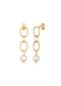 Elli, Damen, Paar Ohrstecker &raquo;Ohrringe Perlen Ohrh&auml;nger Glieder Design 925 Silber&laquo;, Gold, Modische Ohrh&auml;nger im Link Design f&uuml;r Damen