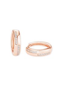 Amor, Damen, Paar Creolen &raquo;2022065&laquo; mit Zirkonia (synth.), silberfarben-ros&eacute;goldfarben + kristallwei&szlig;, 15 mm, Eleganter Ohrschmuck