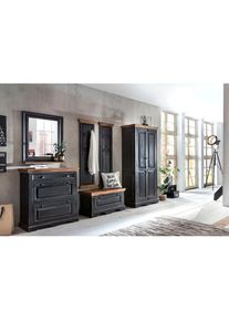 Sit, Garderoben-Set 6 Stk. tlg., schwarz/honig, Fronten mit Struktur