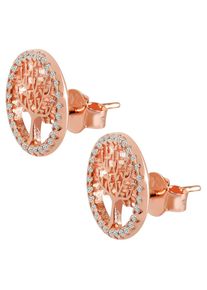 Adelia&acute;s Adelia ́s, Damen, Paar Ohrstecker &raquo;Damen Ohrringe &iquest; Ohrstecker Lebensbaum aus 925 Silber mit Zirkonia&laquo;, gold, Ohrring Verschluss : Steckverschluss