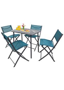 Vcm, Garten-Essgruppe &raquo;5 tlg. Bistroset Balkonset Gartenset Sumila 80x55&laquo; 5 tlg., T&uuml;rkis, Obermaterial: 80% Textilmaterial TEXMAT. 20% Metall MT.,