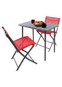 Vcm, Garten-Essgruppe &raquo;3 tlg. Bistroset Balkonset Gartenset Metall Sumila&laquo; 3 tlg., Rot, Obermaterial: 80% Textilmaterial TEXMAT. 20% Metall MT.,