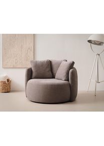 OTTO home, Sessel &raquo;Kaarl, moderner Rundsessel, Loungesessel, Loveseat&laquo; Webstoff, in f&uuml;nf Farben, inkl. R&uuml;ckenkissen, zeitloses Design, Braun,