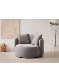 OTTO home, Sessel &raquo;Kaarl, moderner Rundsessel, Loungesessel, Loveseat&laquo; Webstoff, in f&uuml;nf Farben, inkl. R&uuml;ckenkissen, zeitloses Design, Grau,
