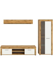 Mid.you , Wei&szlig;, Eiche Wotan , Glas, Holzwerkstoff , 4 F&auml;cher , 235x159x35 cm , FSC MIX , Wohnzimmer, Wohnw&auml;nde, Wohnw&auml;nde