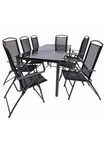 Vcm, Garten-Essgruppe &raquo;9-tlg Sitzgruppe Gartenm&ouml;bel Tisch St&uuml;hle Set 189S&laquo; 9 tlg., Anthrazit, Obermaterial: 100% Metall MT.,