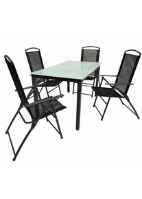 Vcm, Garten-Essgruppe &raquo;5-tlg Sitzgruppe Gartenm&ouml;bel Tisch St&uuml;hle Set 140M&laquo; 5 tlg., Schwarz, Obermaterial: 100% Metall MT.,