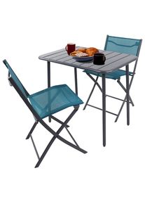 Vcm, Garten-Essgruppe &raquo;3 tlg. Bistroset Balkonset Gartenset Metall Sumila&laquo; 3 tlg., T&uuml;rkis, Obermaterial: 80% Textilmaterial TEXMAT. 20% Metall MT.,