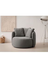 OTTO home, Sessel &raquo;Kaarl, moderner Rundsessel, Loungesessel, Loveseat&laquo; Webstoff, in f&uuml;nf Farben, inkl. R&uuml;ckenkissen, zeitloses Design, Anthrazit,