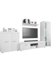 Vcm, Wohnzimmertisch &raquo;4 tlg Schrankwand M&ouml;bel Set Wohnwand Usilo XL&laquo; 4 Stk. tlg., Wei&szlig;,