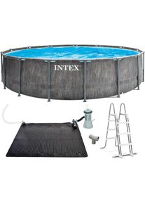 Intex, Rundpool &raquo;&raquo;Framepool&laquo; 457x122 cm&laquo; inkl. hochwertiger Solar Matte(Poolheizung), grau, &Oslash;/B/H/L: Breite 457 cm x H&ouml;he 122 cm x L&auml;nge