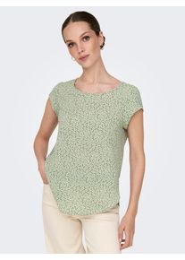 Shirtbluse Only "ONLVIC S/S AOP TOP NOOS PTM", Damen, Gr. 40, lilypad aop:marekka small graphic, Web, Obermaterial: 97% Polyester, 3% Elasthan, bedruckt, regular fit h&uuml;ftlang, Rundhals, Blusen Shirtbluse, mit Allover Druck