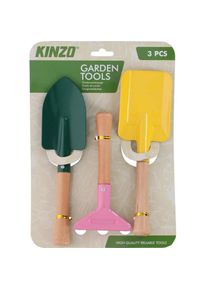 KINZO, Spaten + Schaufel, Werkzeugset Garten 3St&uuml;ck WD MT