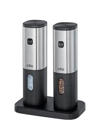 Cilio Tivoli Elektrische Pfeffer- und Salzm&uuml;hle, Pfefferm&uuml;hle + Salzm&uuml;hle, Silber