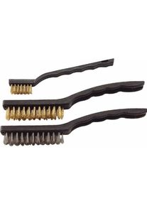 Extol, Pinsel, Stahlb&uuml;rsten-Satz 3-teilig, 180mm, 2x225mm, Welldraht S 0,3mm und S 0,5mm