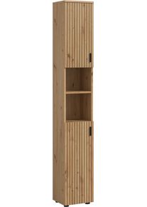 Hochschrank Welltime "MANI, H&ouml;he: 192 cm, Paneeloptik, 2 offene F&auml;cher, 2 T&uuml;ren", braun (artisan oak nachbildung), B:30cm H:192cm T:30cm, FSC-zertifizierter Holzwerkstoff, Schr&auml;nke, Hochschrank, Hochschrank, Bad-Schrank, Badezimmerschrank, Bad, Badezimmer, Topseller