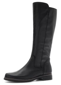 Stiefel Gabor, Damen, Gr. 35, Normalschaft, schwarz, Leder, Schuhe Stiefel, Blockabsatz, Langschaftstiefel mit dezenten Ziern&auml;hten