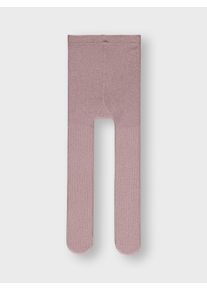 Strickstrumpfhose name it, M&auml;dchen, Gr. 98 (104), rosa (woodrose), Obermaterial: 55% Viskose, 27% Polyamid, 16% metallisierte Fasern, 2% Elasthan, uni, Strumpfhosen Strickstrumpfhose