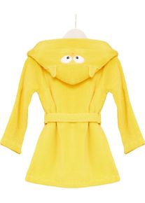 Kinderbademantel Egeria "OWL" Gr. 122, gelb, 122/128, Baumwolle, Hausm&auml;ntel, Kinderbademantel, mit Eulen Applikation