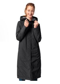 Wintermantel Vaude "WOMEN'S COREWAY COAT", Damen, Gr. 48, schwarz, Web, Obermaterial: 100% Polyester, unifarben, hoch geschlossener Ausschnitt, eingesetzt eingefasste Kante, M&auml;ntel Wintermantel, mit Fleecef&uuml;tterung, mit Kapuze, wasserabweisend
