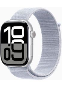 Apple Watch Series 10 Aluminium 46 mm (2024) | GPS | silber | Sport Loop | Blaue Wolke