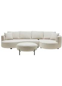 Wohnlandschaft Nilas Creme Chenille mit Hocker