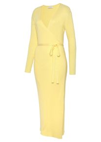 Lascana Dames Tricot jurk in geel ,maat 36/38, Witt, 80% Viscose, 20% Nylon
