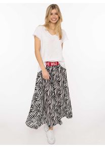 Maxirock Zwillingsherz "Classic Zebra", Damen, Gr. S/M, schwarz-wei&szlig; (schwarz), Web, Obermaterial: 100% Viskose, R&ouml;cke Maxirock, Zebramuster, Gummizug mit Schrift, leichtes Material, kn&ouml;chellang