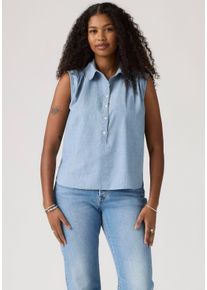 Levi's Blusentop LEVI'S, Damen, Gr. M (38), blau (breezy blaus), Web, Obermaterial: 100% Baumwolle, normal h&uuml;ftlang, Blusen Blusentop, Figurumspielende Passform