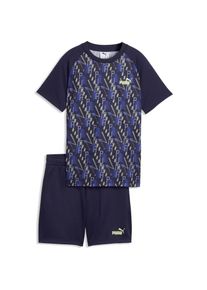 Puma, Jungen, Sportshirt, TAD ESS AOP Poly Tee and Shorts Set B (140), Blau, 140