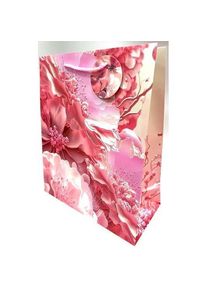 Fresh, Geschenkverpackung, Matte Dekotasche 26x32x12cm rosa Blumen