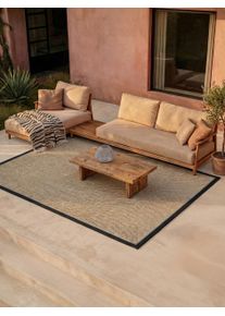 Tapis poil ras d'int&eacute;rieur et d'ext&eacute;rieur Finley Beige/Noir 200x290 cm - Tapis poil court design moderne pour salon