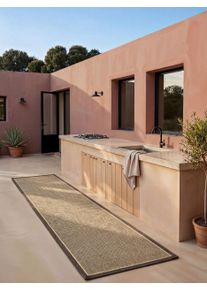 Couloir d'int&eacute;rieur et d'ext&eacute;rieur Finley Beige/Marron 80x300 cm - Tapis poil court design moderne pour salon