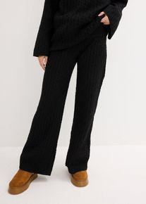 bonprix Strickhose mit Zopfmuster, schwarz, Gr.52/54 (XXL), Lockere, bequeme Strickhose mit Zopfmuster