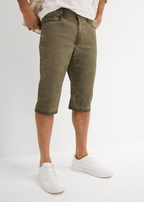 bonprix Hossz&uacute; sztreccs bermuda kopott hat&aacute;ssal, Regular Fit, z&ouml;ld, 38