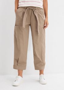 bonprix Femei Pantaloni cargo cu glezna goală, maro, 46