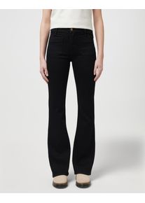 Bootcut-Jeans Wrangler "Flare", Damen, Gr. 36, L&auml;nge 34, schwarz (retro schwarz), Denim/Jeans, Obermaterial: 78% Baumwolle, 18% Viskose, 3% Polyester, 1% Elasthan, unifarben, ausgestellt lang, Jeans Bootcut-Jeans, im Retro-Design mit ausgestelltem Bein