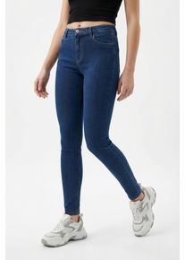 Skinny-fit-Jeans Only "ONLRAY REG WAIST SKINNY BOX DNM", Damen, Gr. L (40), L&auml;nge 30, blau (medium blau denim), Denim/Jeans, Obermaterial: 53% Viskose, 29% Baumwolle, 17% Polyester, 1% Elasthan, unifarben, skinny fit kn&ouml;chellang, Jeans Skinny-fit-Jeans