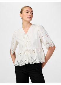 Spitzenbluse Y.A.S "YASCORNELIA 2/4 TIE TOP S. NOOS", Damen, Gr. 34, wei&szlig; (star wei&szlig;), Web, Obermaterial: 100% Baumwolle, unifarben, regular fit kurz, V-Ausschnitt, Blusen Spitzenbluse, Baumwolle, regular fit