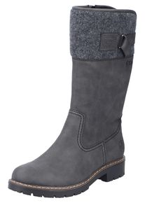 Winterstiefel Rieker, Damen, Gr. 41, Normalschaft, grau (dunkelgrau), Filz, Lederimitat, unifarben, Basic, Schuhe Winterstiefel, Boots, Blockabsatz, mit wasserabweisender RiekerTEX-Membran
