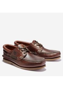 Bootsschuh Timberland "CLASSIC BOAT 3 EYE PADDED COLLAR", Herren, Gr. 44,5, braun, Leder, Schuhe Bootsschuh, Classic Bootsschuh aus Timberland Premium Leder