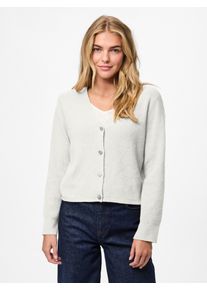Strickjacke Pieces "PCORA LS V-NECK KNIT CARDIGAN PWP BC", Damen, Gr. M, cloud dancer, Strick, Obermaterial: 80% Polyester, 20% Nylon, unifarben, normal, V-Ausschnitt, Strickjacken Strickjacke