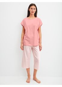 Capri-Pyjama Calida "Lovely Nights", Damen, Gr. S (40/42), rosa (peach cream), Single Jersey, Obermaterial: 100% Baumwolle, bequem 3/4-L&auml;nge, Rundhals, Homewear-Sets Capri-Pyjama, mit kurzem Arm und Rundhalsausschnitt, weiche Single-Jersey Qualit&auml;t