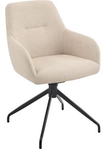 Armlehnstuhl Hela "TRIEST", beige (beige, schwarz, beige), B:56cm H:83cm T:60cm, Metall, Polyester, Stoff, St&uuml;hle, Armlehnstuhl, Sessel, 360 drehbar, Gestell abgeknickt, Relaxfunktion, Armlehnen