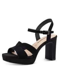 High-Heel-Sandalette Tamaris, Damen, Gr. 36, schwarz, Ziegenveloursleder, unifarben, Schuhe High-Heel-Sandalette, Blockabsatz, Sommerschuh, Abendschuh, mit ANTIshokk-Absatz