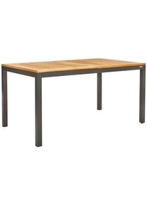 Ambia Garden Gartentisch, Anthrazit, Naturfarben, Holz, Metall, Teakholz, massiv, Hartholz, rechteckig, eckig, 90x74x150-210 cm, Fsc, ausziehbar, Gartenm&ouml;bel, Gartentische, Gartentische ausziehbar