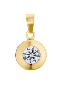 Amor, Damen, Runder Anh&auml;nger &raquo;Solit&auml;r-Optik&laquo; mit Zirkonia (synth.), gelbgoldfarben-kristallwei&szlig; + kristallwei&szlig;, Stilvoller Anh&auml;nger von Amor mit 
