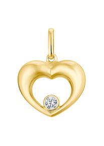 Amor, Damen, Herzanh&auml;nger &raquo;9979479&laquo; mit Zirkonia (synth.), gelbgoldfarben-kristallwei&szlig; + kristallwei&szlig;, Romantischer Herzanh&auml;nger von Amor mit Zirkonia